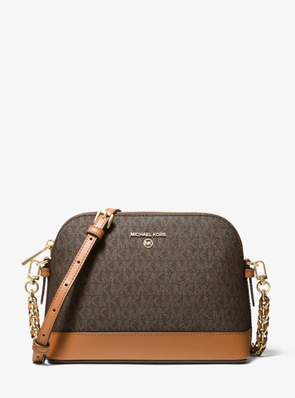 Damske Prenosná Taška Michael Kors Large Logo Dome Čokoláda Žlté - Kabelky Michael Kors Outlet | YRZCX-0642